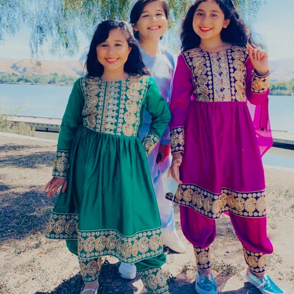 Little girl Green Afghan Dress set - Picture 2 of 2